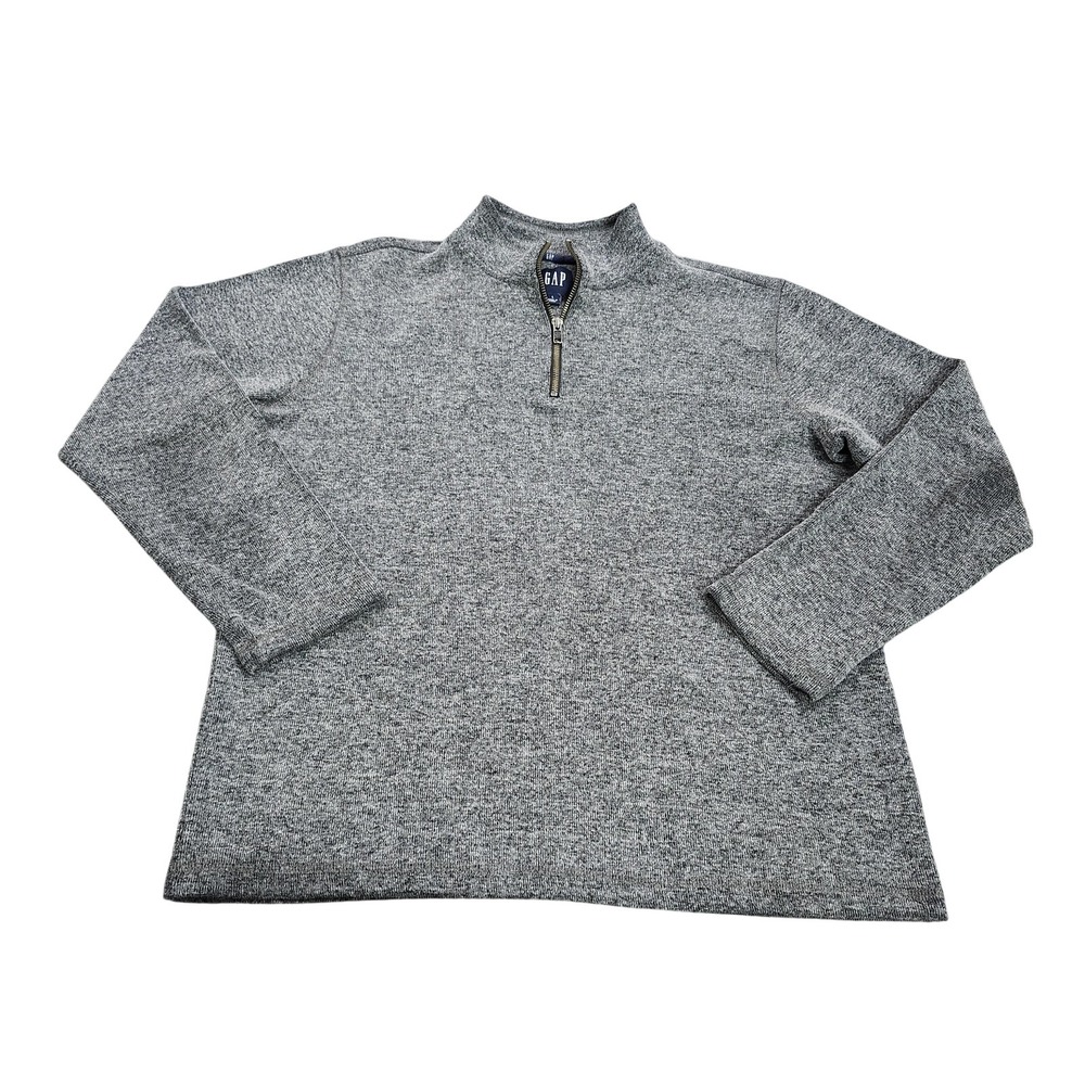 Gap Sweater Mens Large Gray 1/4 Zip Mock Neck Knit Pullover Casual Long Sleeve